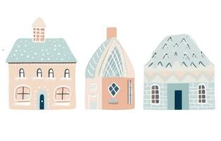 carino acquerello edifici. impostato di acquerello europeo case. di moda infantile illustrazione vettore