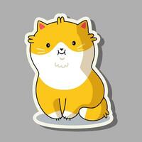 carino gatto nel kawaii stile. cartone animato etichetta gatto è seduta. vettore illustrazione gatto.