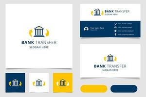 banca trasferimento logo design con modificabile slogan. il branding libro e attività commerciale carta modello. vettore