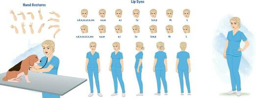 cardiologo personaggio modello foglio. medico, cardiologo personaggio creazione impostare. Salute lavoratore girarsi foglio vettore