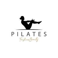 pilates posa logo, yoga logo design vettore modello illustrazione