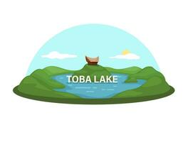 lago toba è un' grande naturale lago nel nord sumatra, Indonesia punto di riferimento simbolo illustrazione vettore