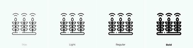 inteligente azienda agricola icona. sottile, luce, regolare e grassetto stile design isolato su bianca sfondo vettore