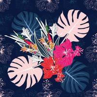 sfondo di fiori di ibisco motivo floreale senza soluzione di continuità. vettore