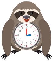 Priorità bassa di bianco dell&#39;orologio a tema di bradipo vettore