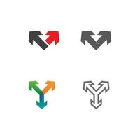 freccia logo design vettoriale per musica, riproduzione, audio e finanza, affari