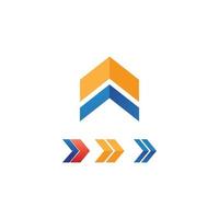 freccia logo design vettoriale per musica, riproduzione, audio e finanza, affari