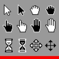 set di icone del cursore del computer pixel vettoriale. vettore
