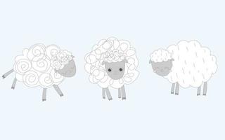 simpatiche pecorelle insieme doodle disegnati a mano illustrazioni vettoriali collezione