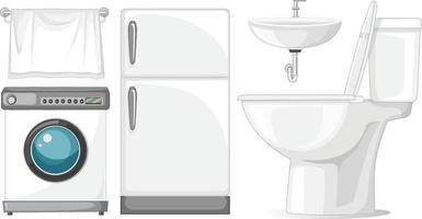 set di mobili da toilette per l'interior design su sfondo bianco vettore