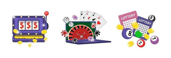 set di icone di dipendenza dal gioco d'azzardo online. casinò di intrattenimento rischioso risk vettore