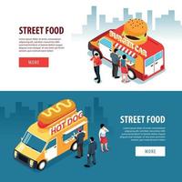 illustrazione vettoriale di banner orizzontali di camion di cibo