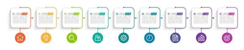 design infografico vettoriale con icone e 9 opzioni o passaggi