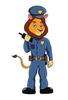 poliziotti leone il re della giungla simpatico personaggio dei cartoni animati vettore