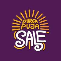 Durga puja vendita modello creativo tipografia illustrazione per indiano tradizionale Festival . vettore mano disegnato lettering modello, manifesto, striscione, saluto carta con celebrazione elementi. Durga puja