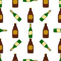 illustrazione sul tema bottiglie di vetro di birra senza soluzione di continuità con coperchio per birreria vettore