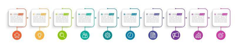 Infografica in 10 passaggi per la presentazione aziendale vettore