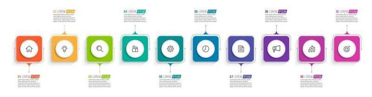 Infografica in 10 passaggi per la presentazione aziendale vettore