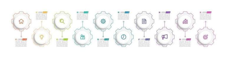 Infografica in 10 passaggi per la presentazione aziendale vettore