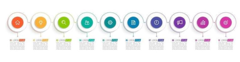 Infografica in 10 passaggi per la presentazione aziendale vettore