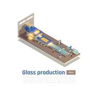 illustrazione vettoriale di composizione isometrica di produzione di vetro