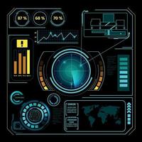 illustrazione vettoriale di composizione radar interfaccia hud