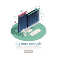 illustrazione vettoriale di composizione isometrica di analisi di big data