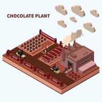 illustrazione vettoriale di sfondo isomerico della pianta di cioccolato