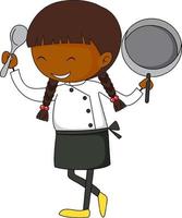 piccolo personaggio dei cartoni animati chef in stile doodle isolato vettore