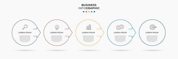 modello di business di progettazione infografica con icone e 5 opzioni o passaggi vettore