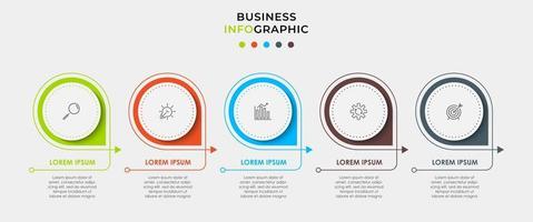 modello di business di progettazione infografica con icone e 5 opzioni o passaggi vettore