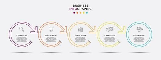 modello di business di progettazione infografica con icone e 5 opzioni o passaggi vettore