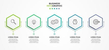 modello di business di progettazione infografica con icone e 5 opzioni o passaggi vettore