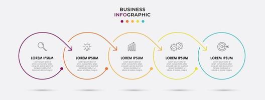 modello di business di progettazione infografica con icone e 5 opzioni o passaggi vettore