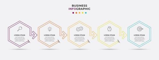 modello di business di progettazione infografica con icone e 5 opzioni o passaggi vettore