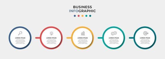 modello di business di progettazione infografica con icone e 5 opzioni o passaggi vettore