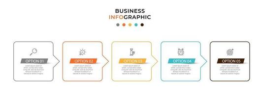 modello di business di progettazione infografica con icone e 5 opzioni o passaggi vettore