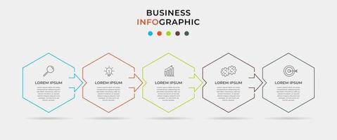 modello di business di progettazione infografica con icone e 5 opzioni o passaggi vettore