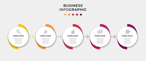 modello di business di progettazione infografica con icone e 5 opzioni o passaggi vettore