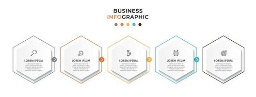 modello di business di progettazione infografica con icone e 5 opzioni o passaggi vettore