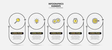 modello di business di progettazione infografica con icone e 5 opzioni o passaggi vettore