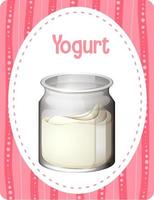 flashcard del vocabolario con la parola yogurt vettore