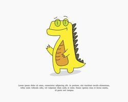 giallo dino illustrazione, carino, piatto design per bambini. vettore