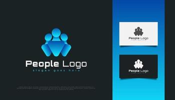 design del logo delle persone in sfumatura blu vettore