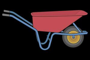 singolo ruota carriola vettore pieno di colori .carrello pieno di colori vettore illustrazione isolato su nero sfondo. ruota carriola schema illustrazione.