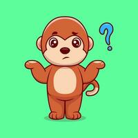 carino scimmia confuso cartone animato vettore icona illustrazione