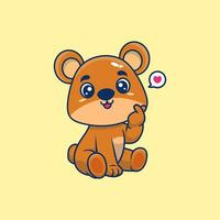 carino orsacchiotto orso con amore cartello mano cartone animato vettore icona illustrazione .animale natura concetto isolato
