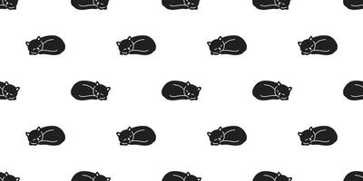gatto senza soluzione di continuità modello vettore gattino addormentato sciarpa isolato cartone animato piastrella sfondo ripetere sfondo illustrazione nero design