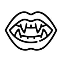 vampiro denti linea icona, vettore e illustrazione