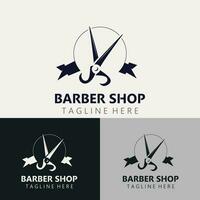 barbiere logo design forbice icona modello. moderno semplice design. barbieri utensili e barbiere. vettore illustrazione